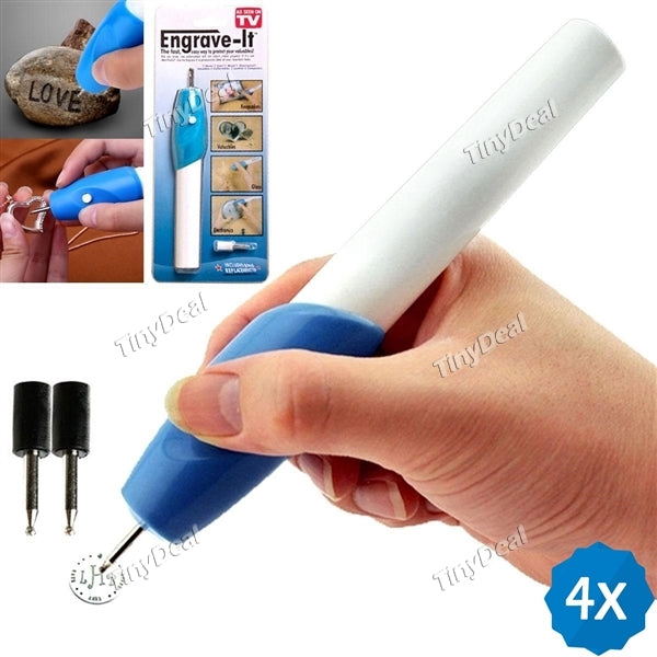 4pcs DIY Electric Cordless Engraving Pen Written Carve Tool Kit for Metal Wood Plastic Label Tools