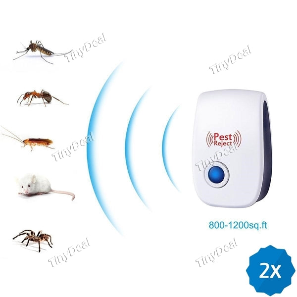 2pcs Natural Ultrasonic Pest Control Repellent Roaches Equipment Plug In-Pest Repeller for Home Office School