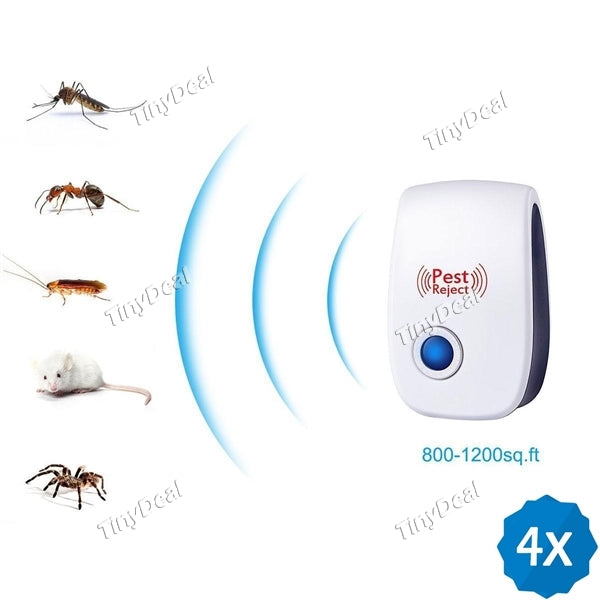 4pcs Natural Ultrasonic Pest Control Repellent Roaches Equipment Plug In-Pest Repeller for Home Office School
