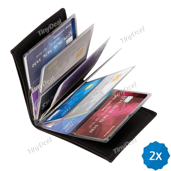 2pcs Wonder Wallet Slim Genuine Leather Wallet Card Case Credit Card Protector RFID Blocking Wallet
