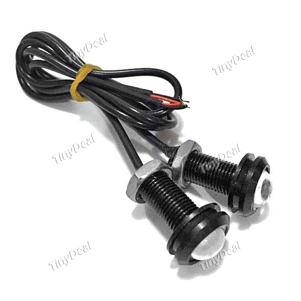 2 Pair Car 1.5W 18mm 12V White LED Eagle Eye Light Car Fog DRL Daytime Reverse Backup Parking Signal