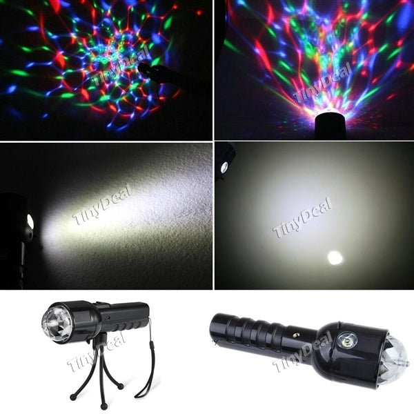 LED Flashlight Rechargeable Rotating Multicolor Disco Ball Lamp Outdoor Stage Lighting for DJ Home Party Club