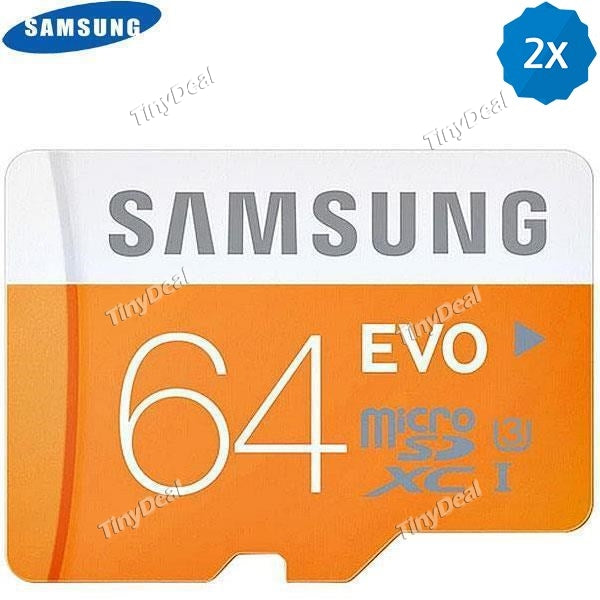 2 Pcs SAMSUNG 64GB EVO Class 10 MicroSDXC UHS-3 4K up to 100MB/s Memory Card