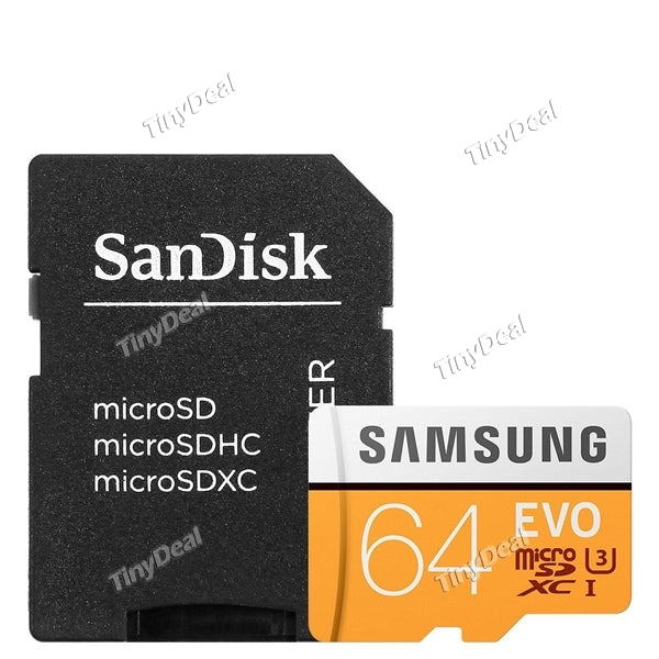 SAMSUNG 64GB EVO Class 10 4K Micro SDXC UHS-3 up to 100MB/s Memory Card + SanDisk MicroSD Card Adapter