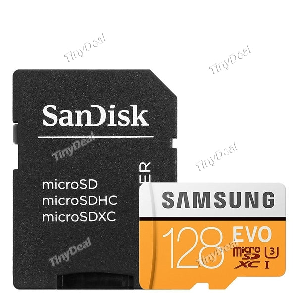 SAMSUNG 128GB EVO Class 10 4K Micro SDXC UHS-3 up to 100MB/s Memory Card + SanDisk MicroSD Card Adapter