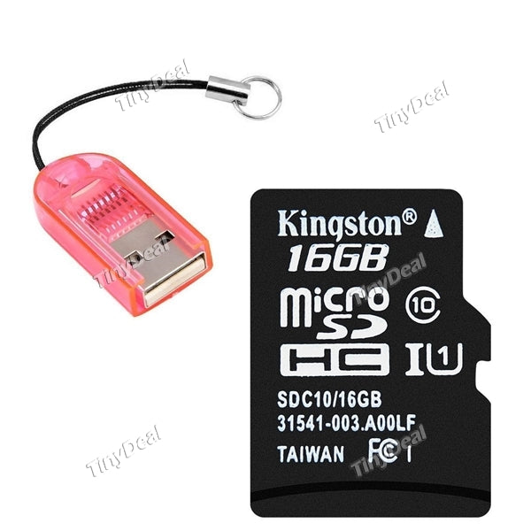 KINGSTON 16GB UltimateX Class 10 Micro SDHC Card + Mini MicroSD/TransFlash/T-Flash/TF USB2.0 Memory Card Reader
