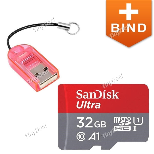 SanDisk A1 32GB UHS-I/Class 10 up to 98MB/s Micro SDHC Memory Card + Mini USB2.0 Memory Card Reader with Cover