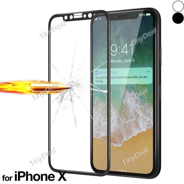 4D 9H Full Screen Tempered Glass Screen Protector Anti-Scratch Anti-Fingerprint For iPhone X Black/Withe