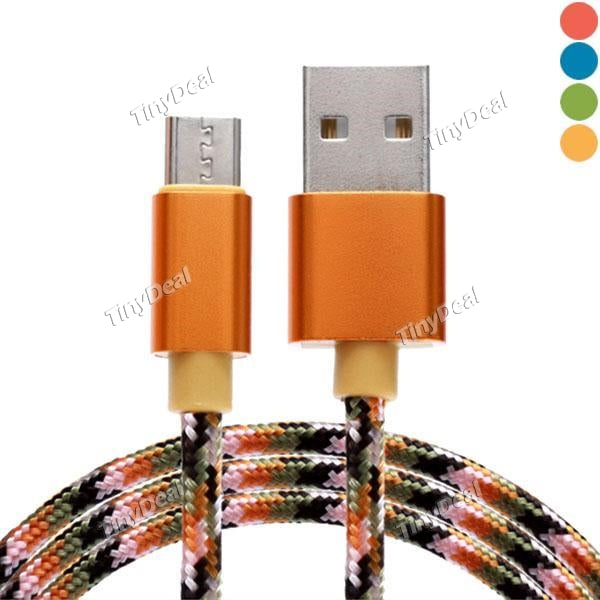 Universal Micro USB Cable Andrews V8 1m Nylon Braided USB Charging Line for Samsung Sony Android Smartphones