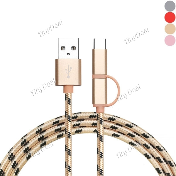 Letv 3 in 1 Multi Function Portable Micro-USB Type-C Nylon Cable f Universal Cellphone Android iOS iPhone iPad