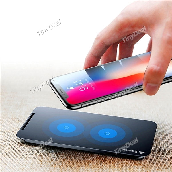 Baseus 10W 2 Coil Wireless Chargers f iPhone X / 8 / 8 Plus Universal Qi Wireless Charging Pad f All Qi Device