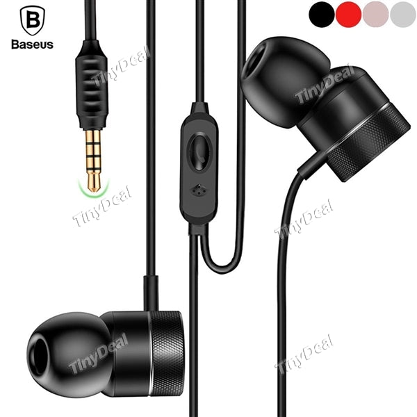 Baseus H04 3.5mm Wired Bass Stereo HiFi Earbuds Sports In-Ear Earphone With Microphone For iPhone 6 And Other 3.5mm Devices