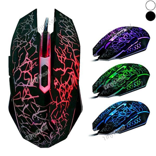 USB Mouse 4000DPI 6 Buttons LED Colorful USB Wired Backlit Optical Gaming Mouse Crack Pattern