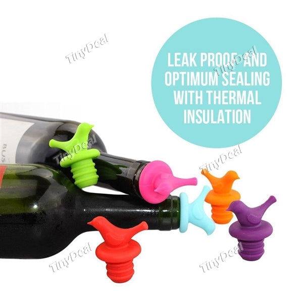 2pcs Creative Bird Design Silicone Wine Stopper Bottle Caps Silicone Bottle Cork Wedding Gift - Color Assorted