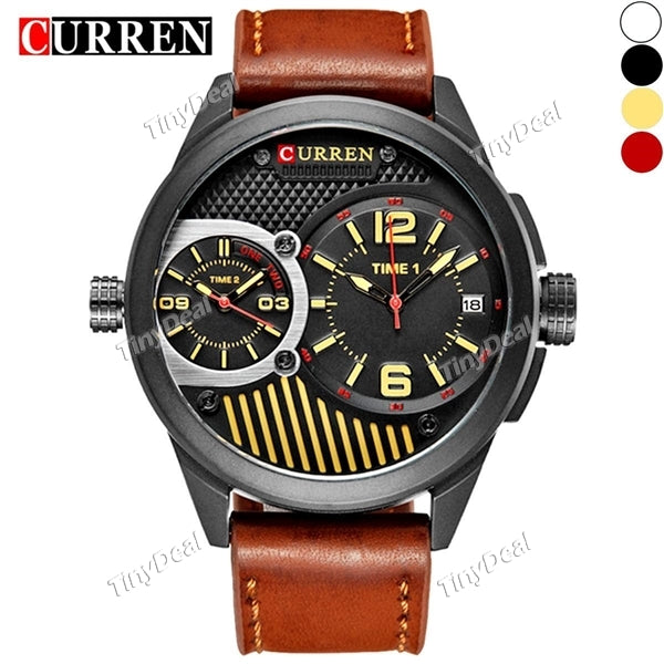 CURREN 8249 Double Movements Casual Business Waterproof Men's Watches Calendar Date Display Quartz Watch