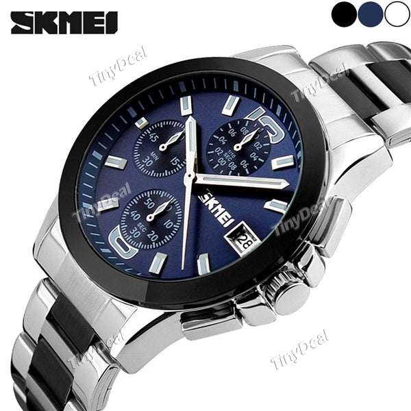 Skmei Fashion Stainless Steel Band Strap Business Men Watch Sports Business Leisure Quartz Wrist Watch