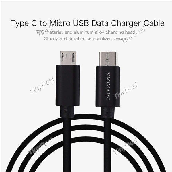 YAOMAISI USB Type-C to Micro USB 2-in-1 Data Charger Cable Fast Charge Fast Transfer