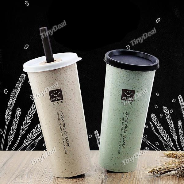 Wheat Straw Smug Environmental Protection Water Bottle Creative Outdoor Portable Dual - Use Straw Students Cup