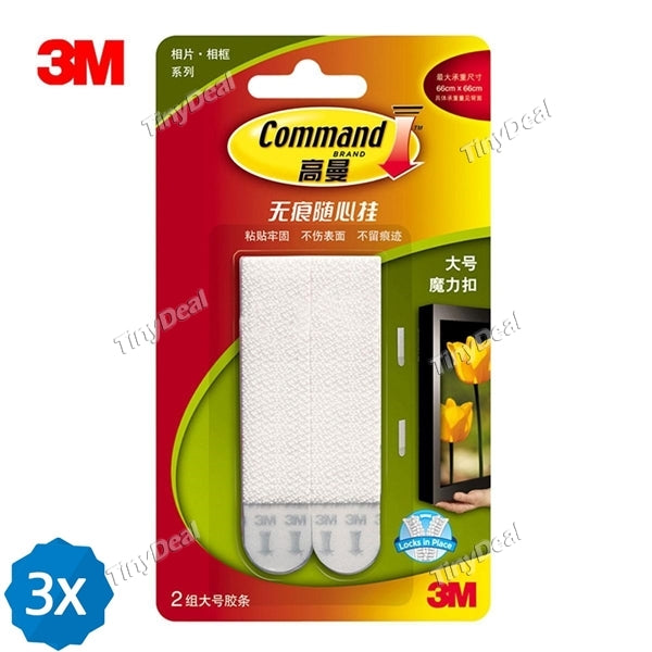 3pcs Command 3M Picture & Frame Hanging Strips Sets White Heavy Duty Interlocking Fastener Hanger Strip Kits