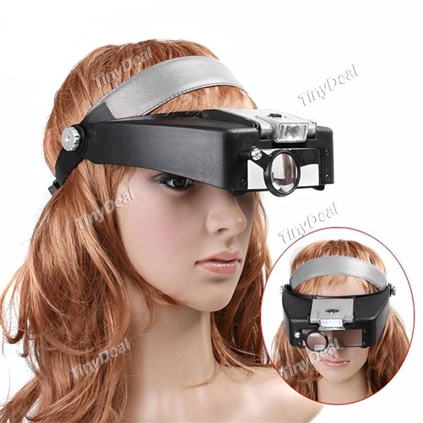 MG81007-A1 Headband 10X Magnifier Head Magnifying Glass Lens Loupe with LED Light for Read / Repairing