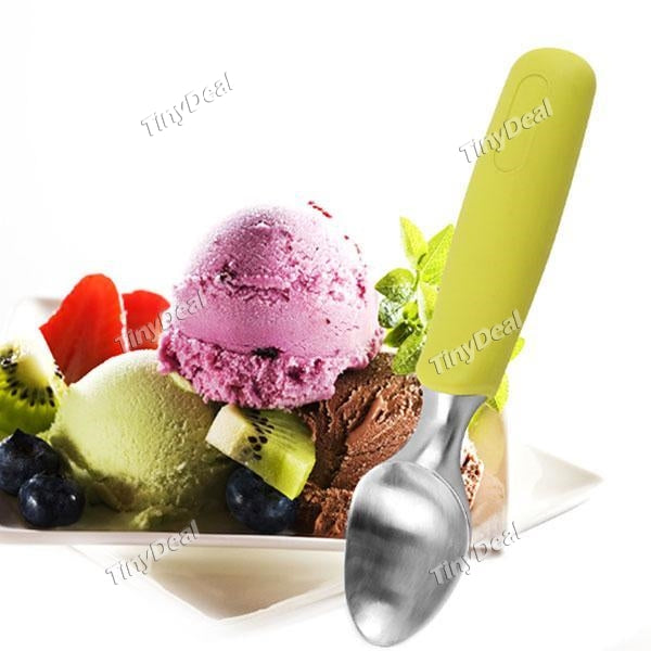Ice Cream Scoop Solid Stainless Steel Ice Cream Spoon Comfortable Non-Slip Grip Anti-Freeze Ice Cream Spade
