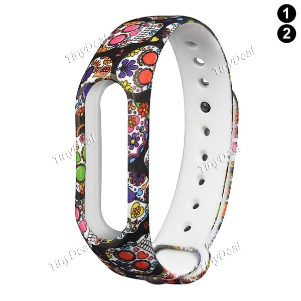 Personality Printed Replacement Strap for M2 Colorful Skull Santa Claus Bracelet for Halloween Christmas