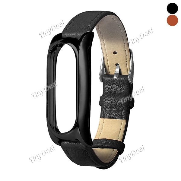 Leather Strap Wristband Magnetic Metal Case Screwless Bracelet Freescrew Watchband for Xiaomi miband 2