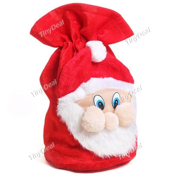 1pc Santa Present Sock Christmas Gifts Bag Christmas Gift Sack Durable Velvet Plush Bags with drawstring Xmas Bag