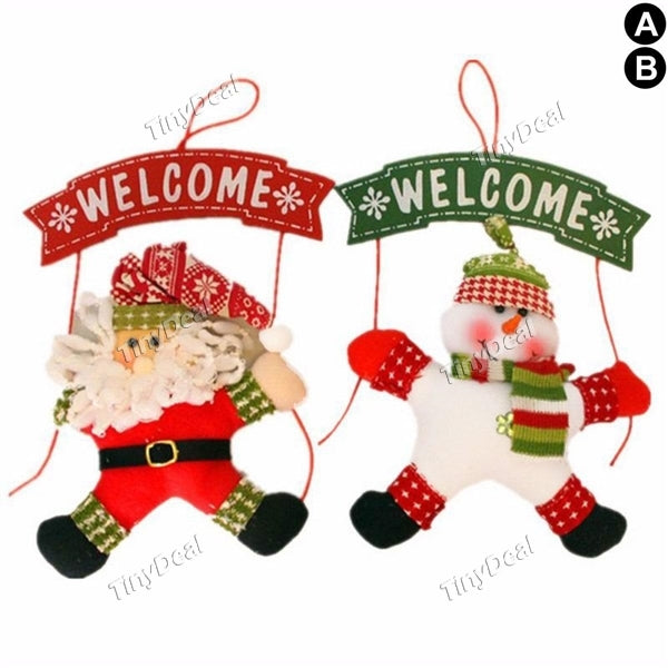 1/2/4 pcs Santa Christmas Door Hanging Decorations for Welcome Sign Santa Claus Snowman Xmas Ornament Door Hanging Decor