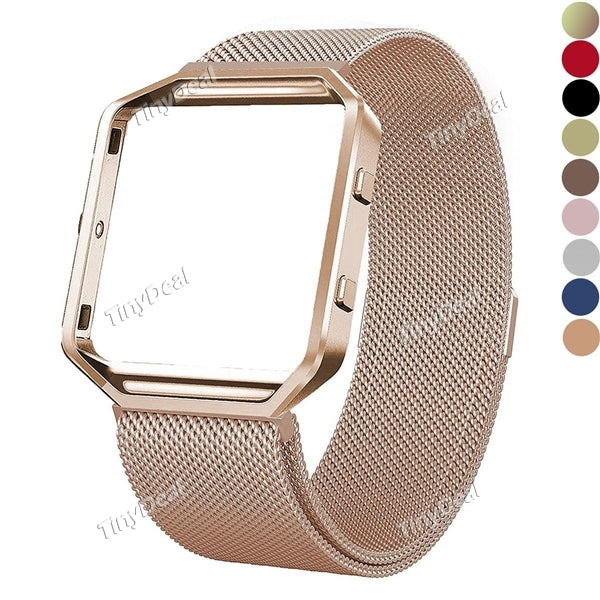 Milanese Loop Stainless Steel Magnetic Band with Frame for Fitbit Blaze Watch Shockproof Replacement Band