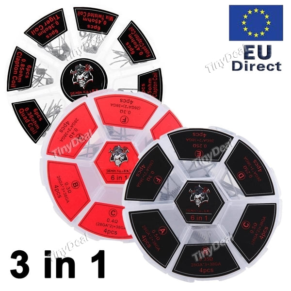 Authentic Demon Killer 6 in 1 Ni80 Flame + 6 in 1 SS316L Flame + 8 in 1 Wire Coil Bundle Combined Kit