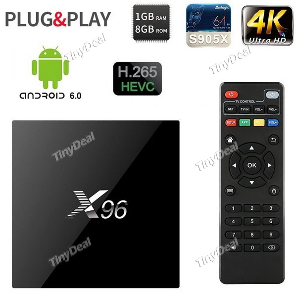 Newest X96 1GB DDR3 8GB 2.4G WiFi Android 6.0 TV BOX Amlogic S905X 4K H.265 HDR10 HDMI2.0