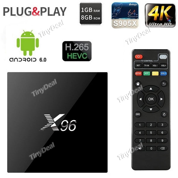 Newest X96 1GB DDR3 8GB 2.4G WiFi Bluetooth Android 6.0 TV BOX Amlogic S905X 4K H.265 HDR10 HDMI2.0