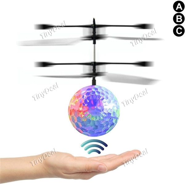 Crystal LED Induction Fly Balls Mini RC Infrared Induction Drone Hand Suspension Helicopter Flying Balls For Teenagers