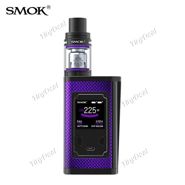 SMOKTECH Majesty 225W Box Mod 4ML TFV8 X-Baby Tank Kit Carbon Fiber and Black Version - Purple