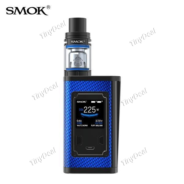 SMOKTECH Majesty 225W Box Mod 4ML TFV8 X-Baby Tank Kit Carbon Fiber and Black Version - Blue