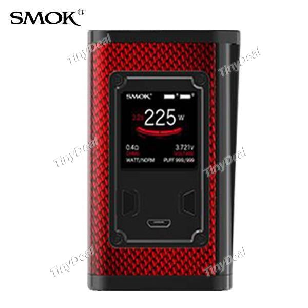 SMOKTECH Majesty 225W TC VW VV APV Box Mod Carbon Fiber and Black Version - Red