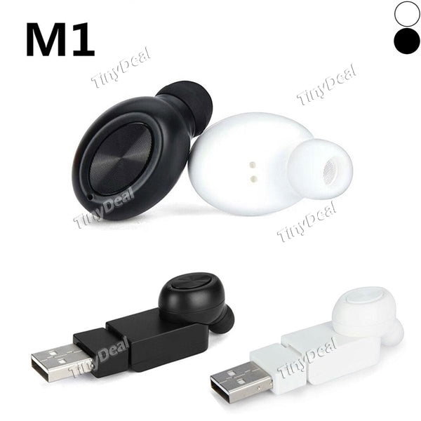 M1 Mini Bluetooth Earbud V4.1 Invisible In Ear Wireless Headphone w Magnetic USB Charger f iPhone & Android
