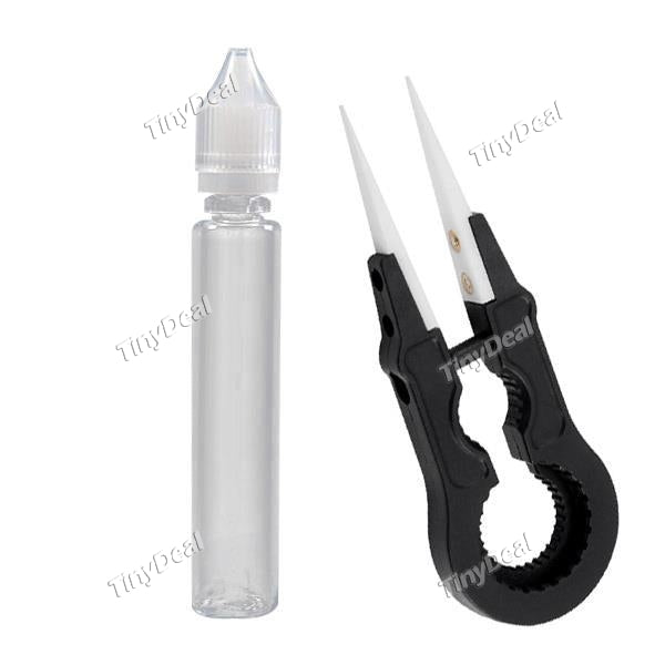 30ML PETP E-Juice Juice Bottles for E-ciga + Vape Tweezer Nylon Ceramic Tweezers for RTA Rebuildable Atomizer - Black