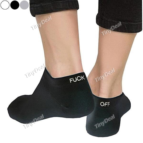 Funny Fuck Off Letters Printed Socks Low Cut Sport Cotton Boat Socks for Men