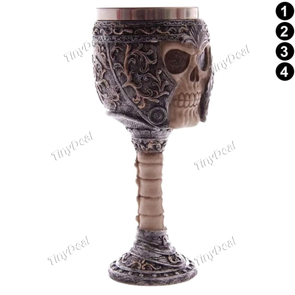 200 ml Double Wall Resin Stainless Steel 3D Drinking Mug Skull Bone Metal Wine Goblet Cup