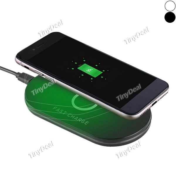 Q100 Portable Wireless Charger Pad Fast Charging with Breathing LED for iPhone Samsung & Qi-enabled Devices