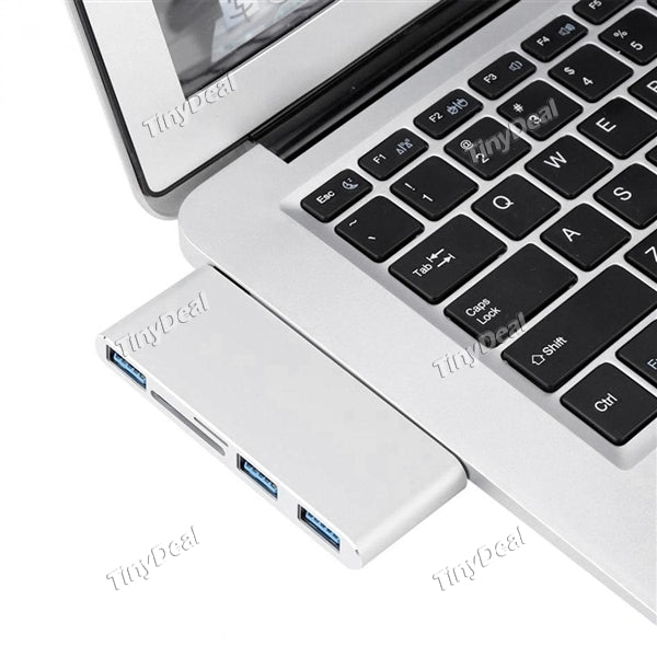 USB C Hub 5 in 1 Type-C Adapter f All Type-c Laptops Aluminum Adapter USB-C Charge USB 3.0 SD/Micro Card Reader