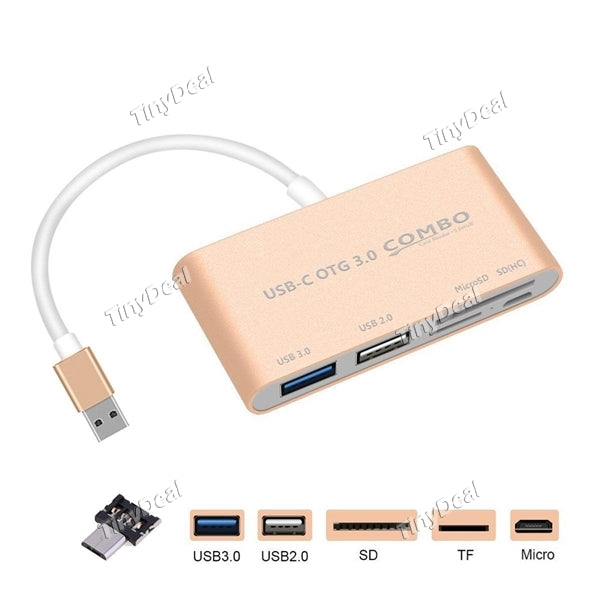 K686 5 in 1 USB-C USB 3.0 OTG Hub Multi Type C Splitter Adapter SD/TF Card Reader Aluminum for MacBook Phone