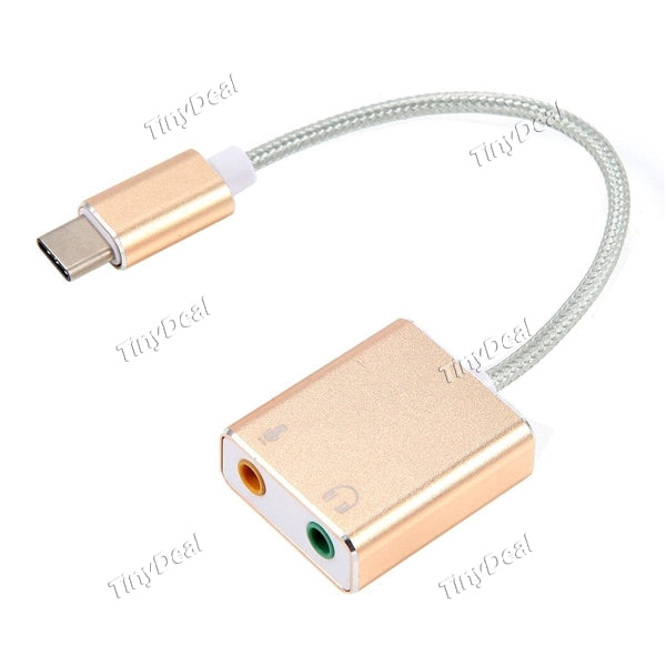 USB-C Sound Card Aluminum Alloy 7.1 Channel Type-C to Headphone Adapter Mic Sound Card MacBook Type-C Laptop