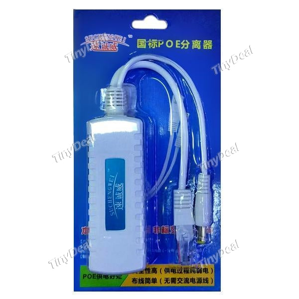 Active PoE Splitter Adapter IEEE 802.3af Compliant 10/100Mbps 48V to 12V for IP Camera Wireless AP Router
