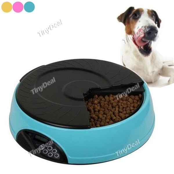 6 Meal Timed Automatic Pet Feeder Auto Dog Cat Food Bowl Dispenser Programmable