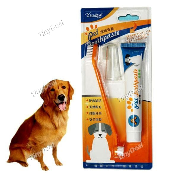 Pet Dog Cat Toothpaste Dental Care Kit with Dual Toothbrush for Oral Hygiene