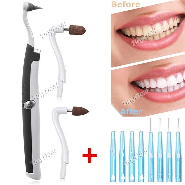 Sonic Tooth Stain Eraser with LED Light + Oral Care Interdental 0.7mm Brush Orthodontic Wire Toothbrush