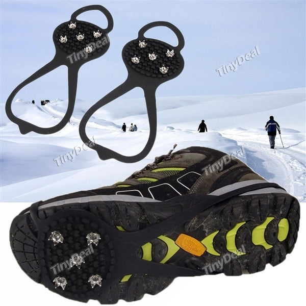 Antiskid Shoes 5 Teeth Ice Snow Crampons Boot Shoes Covers Spike Cleats Ice Gripper for Outdoor Climbing Hiking Walking